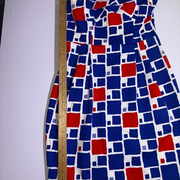 Shoshanna Strapless Bow Dress Cocktail Cup Easter Red Blue Pockets size 4 - Picture 4 of 15